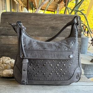 Authentic Frye Melissa Studded Hobo in Slate Leather